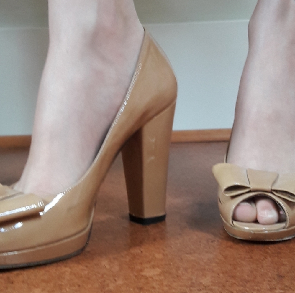 Tan high heels